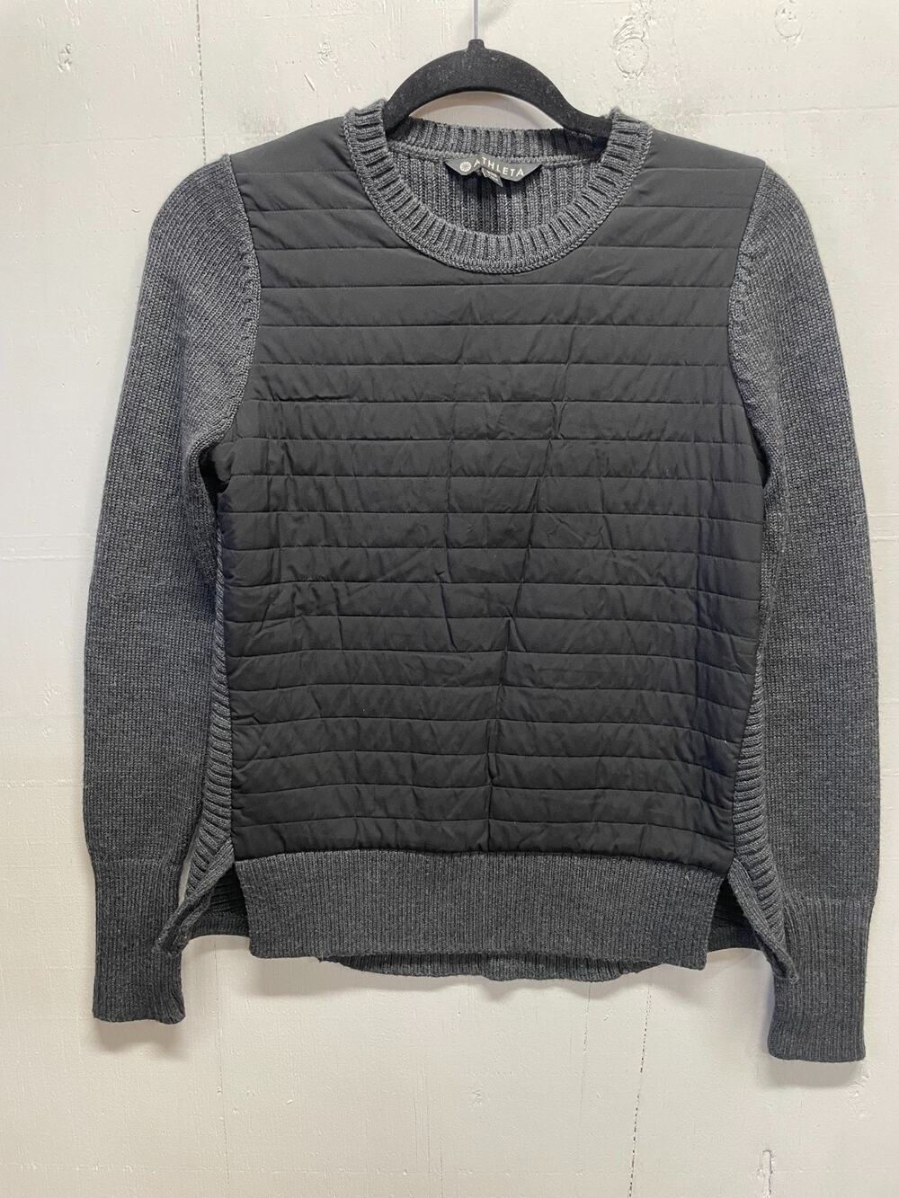 Athleta Women's Empire Falls Pullover Quilted Front Panel XXS 45% Merino Wool